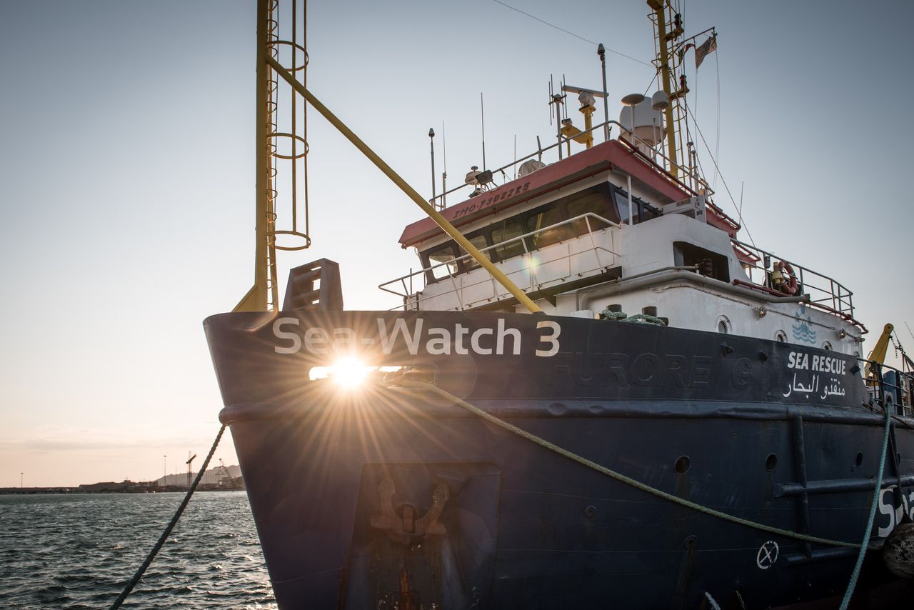 The ship Sea-Watch 3 in port.